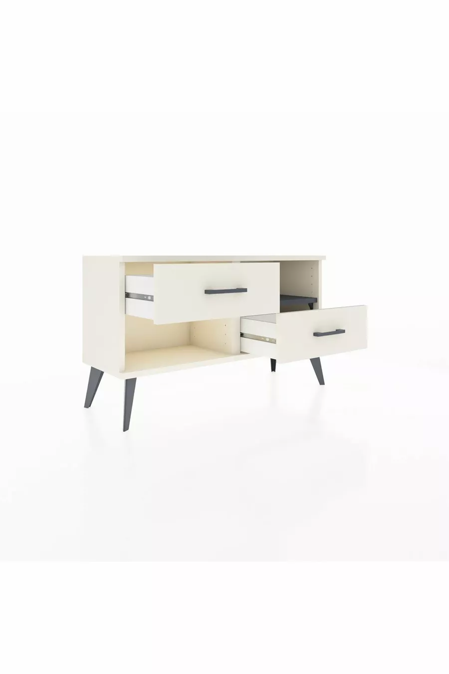 Commode Arges à une étagère et 2 tiroirs, quartz-anthracite/quartz