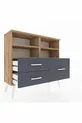 Commode Arges 4 étagères 3 tiroirs Pin-Pin/Anthracite