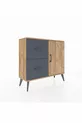 Commode Arges avec une seule étagère, 2 tiroirs et une porte, Pin-Pin/Anthracite