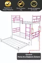 Lit superposé Koza avec tiroir, compatible pour 3 personnes, en métal rose foncé