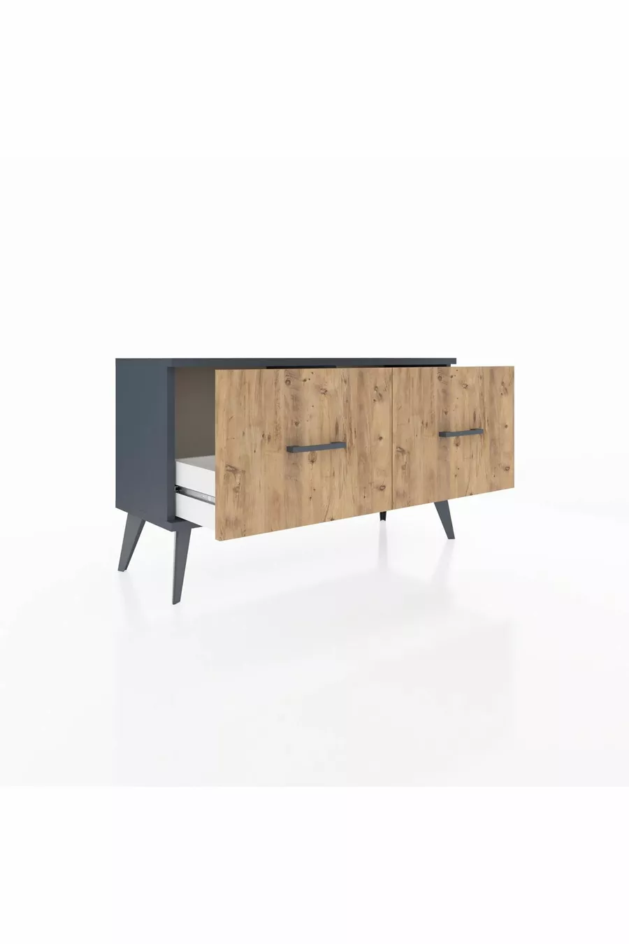 Commode Arges 2 Tiroirs Anthracite-Anthracite/Sapin