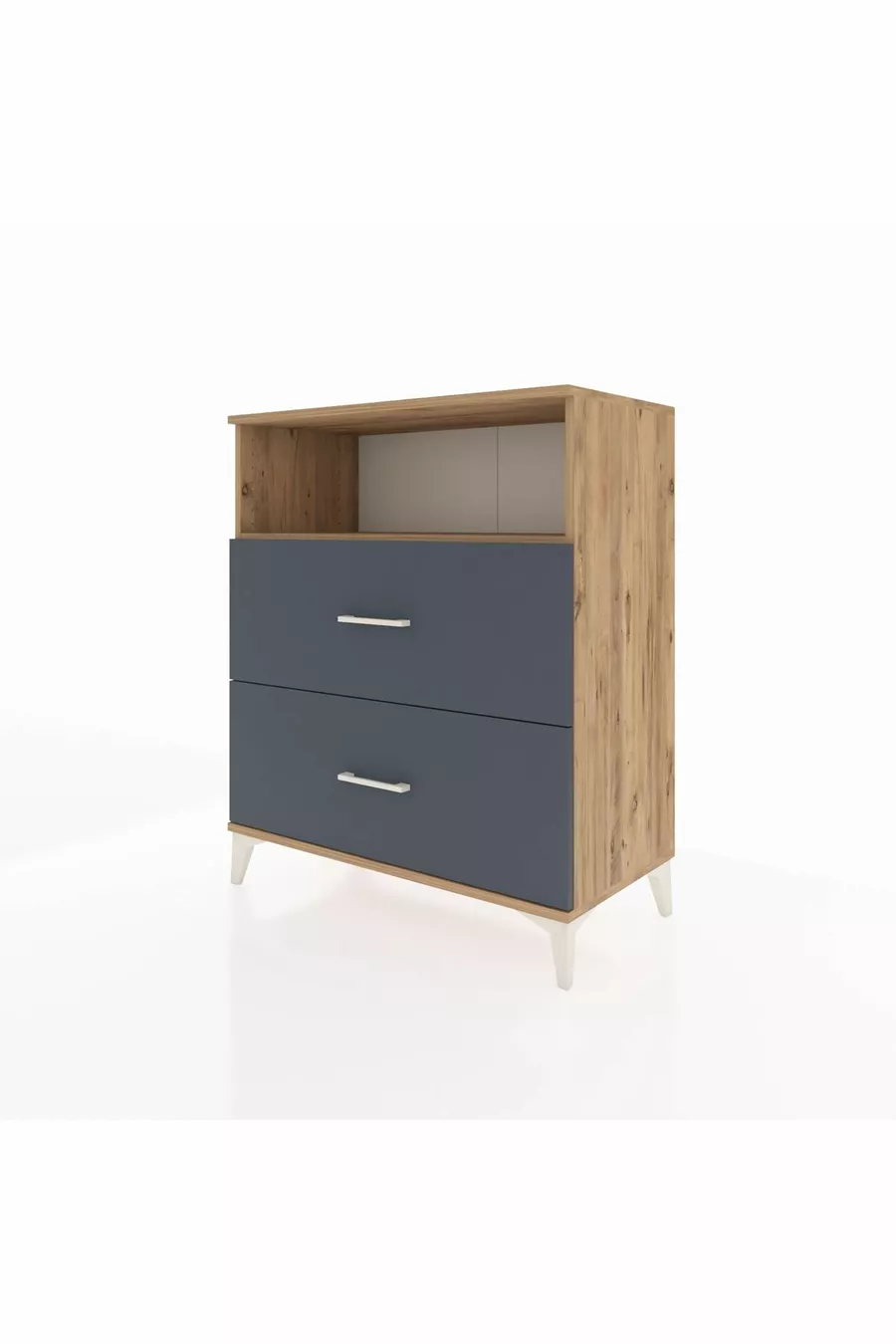 Commode Hyperion à une étagère et 2 tiroirs Pin-Anthracite