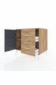 Commode Kronos à une étagère, 2 tiroirs et 2 portes, Pin-Anthracite/Pin