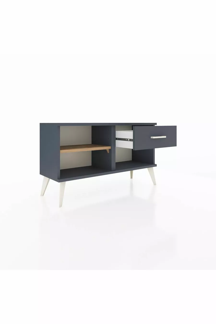Commode Arges à une étagère et un tiroir Anthracite-Pin/Anthracite