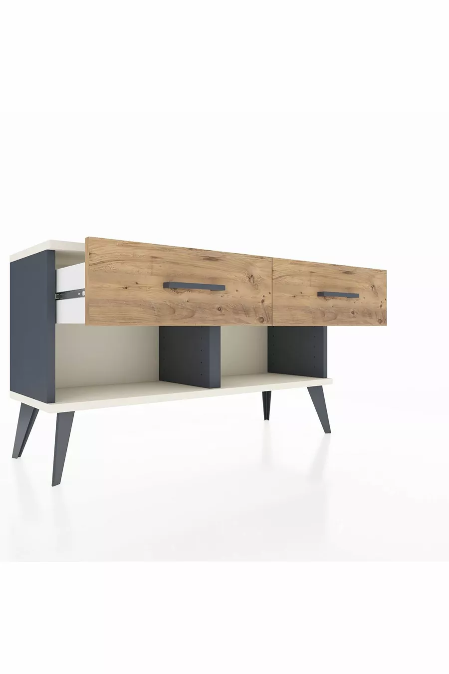 Commode Arges 2 Tiroirs Anthracite-Pierre de Lune/Pin
