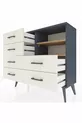Commode Arges 2 étagères 6 tiroirs Anthracite-Pin/Pierre de Lune