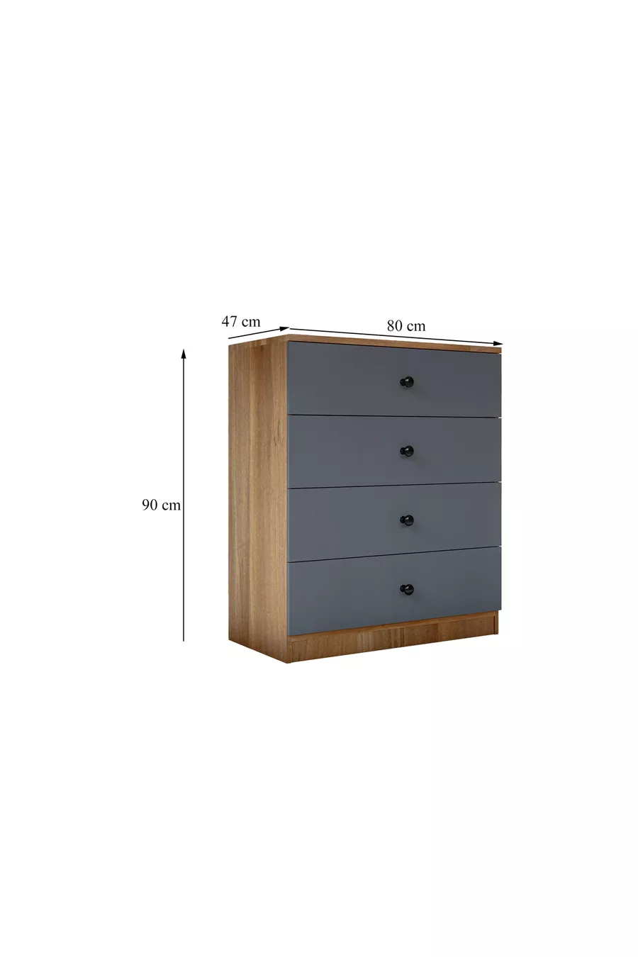 COMMODE ALMİNA, 4 TIROIRS, NOYER GRIS