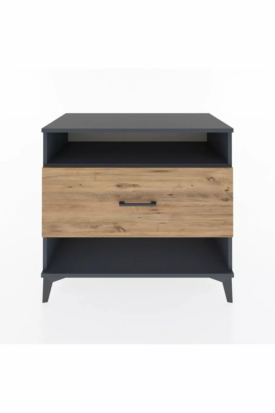 Commode Hyperion à une étagère et un tiroir, anthracite-pin
