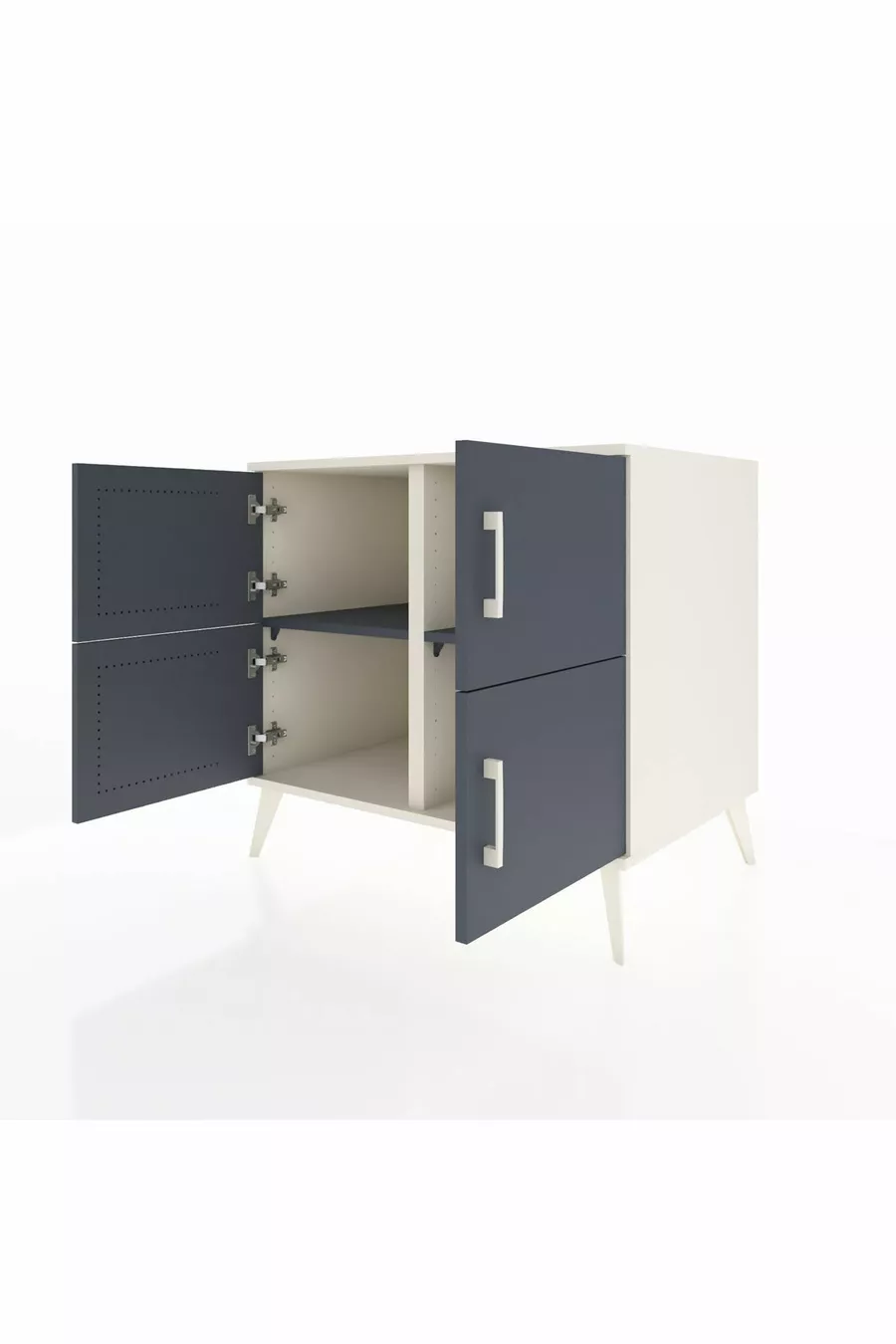Commode Kronos 2 étagères 4 portes Pierre de Lune-Anthracite