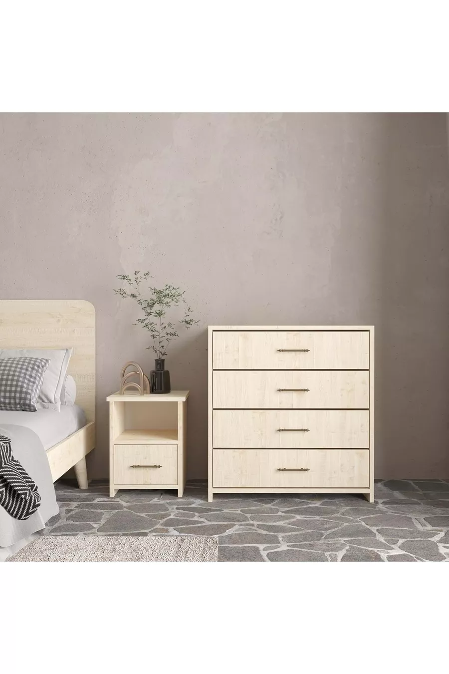 Commode en bois tendre Vernik à 4 tiroirs