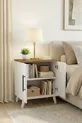 Table de chevet classique Lumen à 2 portes avec étagères, pin - blanc