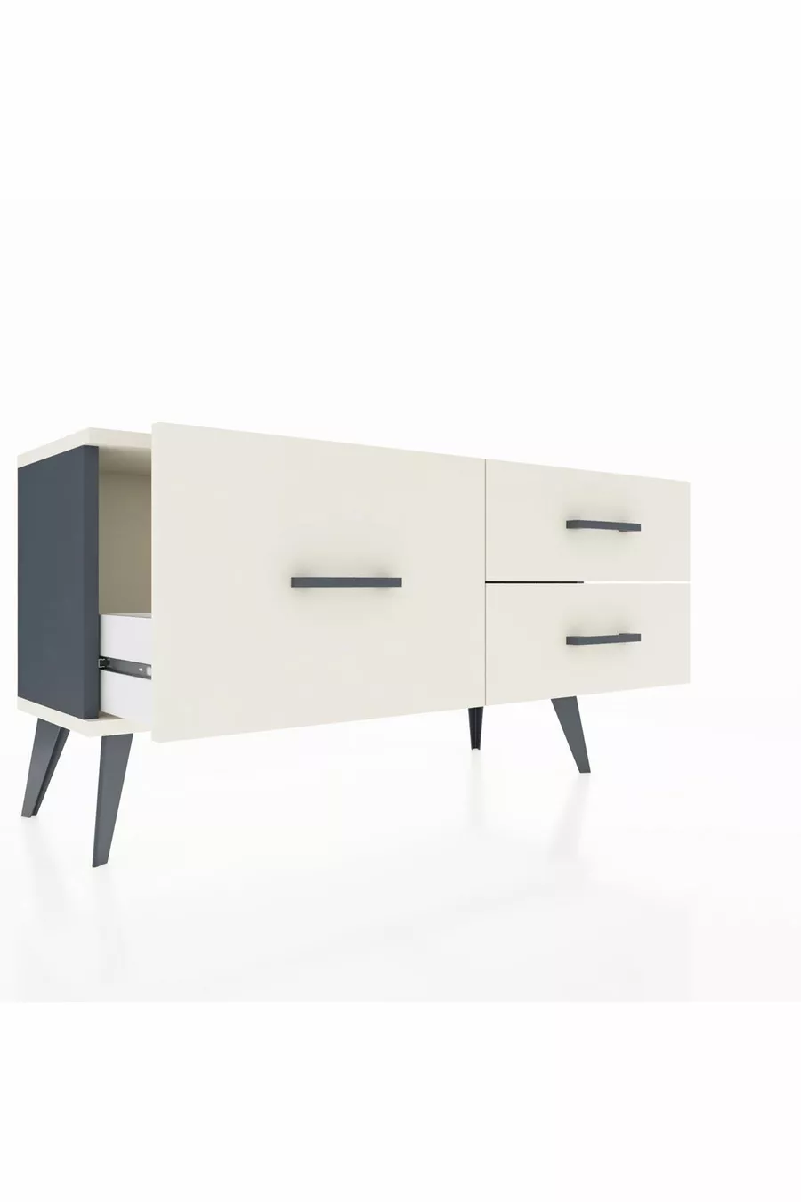 Commode Arges 3 tiroirs Anthracite-Pierres de lune