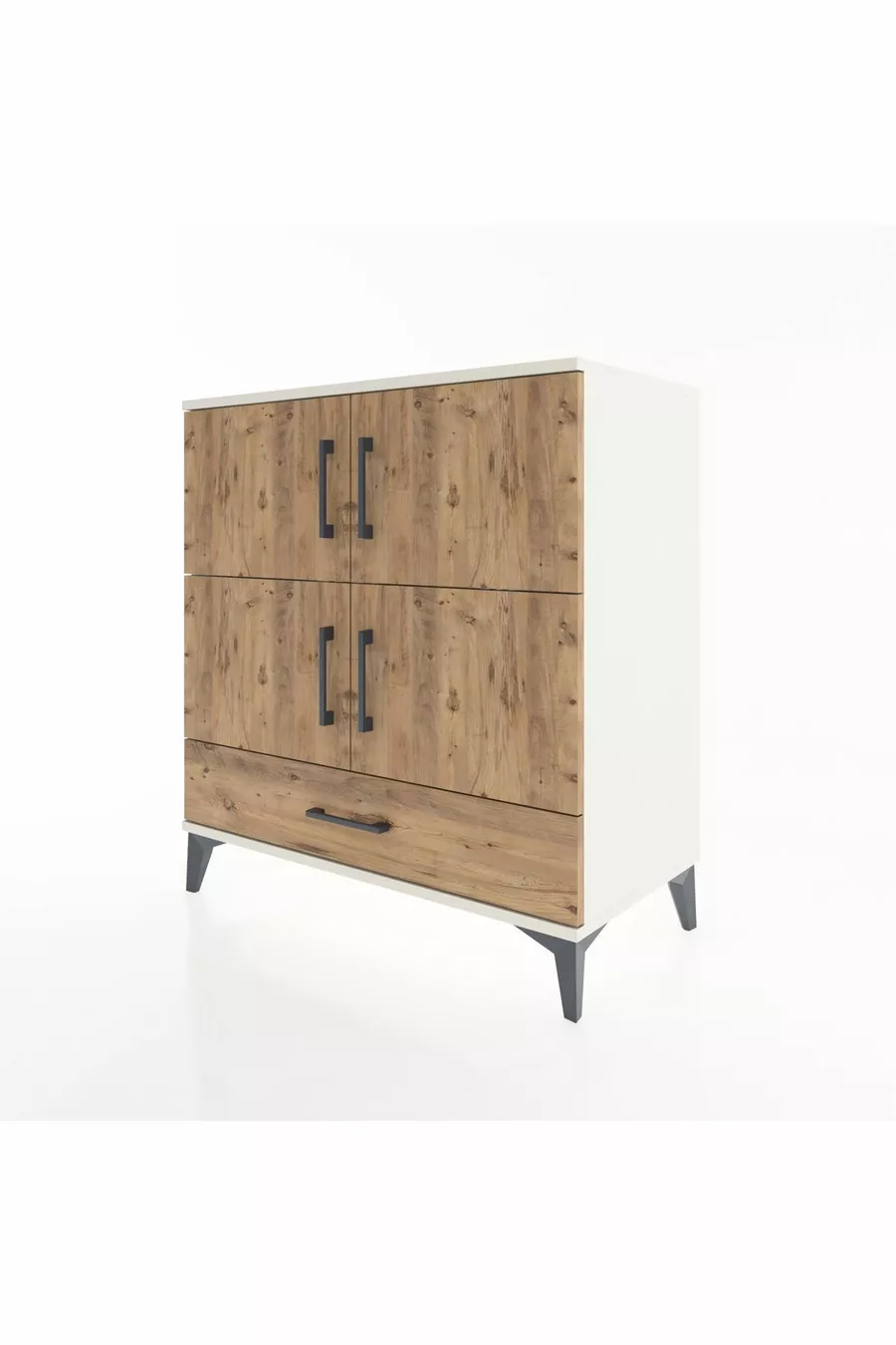 Commode Hyperion 4 étagères 1 tiroir 4 portes Pierre de lune-Épicéa