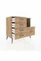 Commode Hyperion 2 étagères 5 tiroirs Pin-Anthracite/Pin