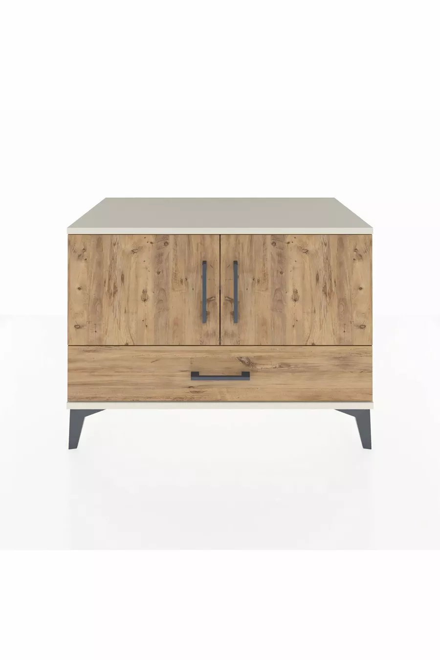 Commode Hyperion 2 étagères 1 tiroir 2 portes Pierre de lune-Épicéa