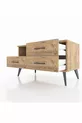 Commode Hyperion à une étagère et trois tiroirs Pin-Anthracite/Pin
