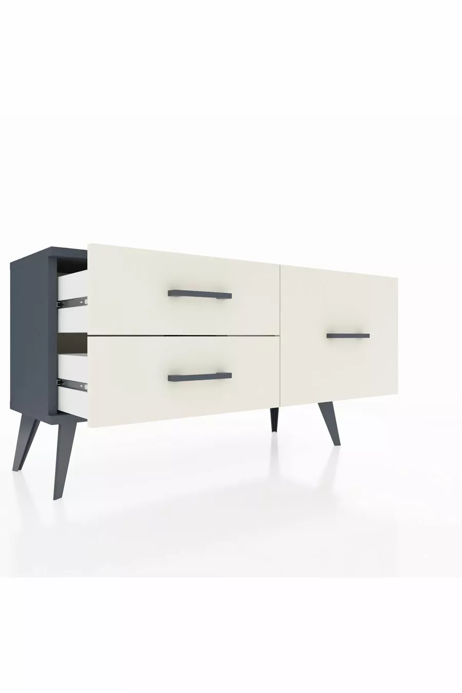 Commode Arges 3 étagères Anthracite-Anthracite/Gris pierre
