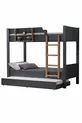 Lit superposé, lit superposé modulable pour enfants, anthracite - noyer + 2 matelas Comfort