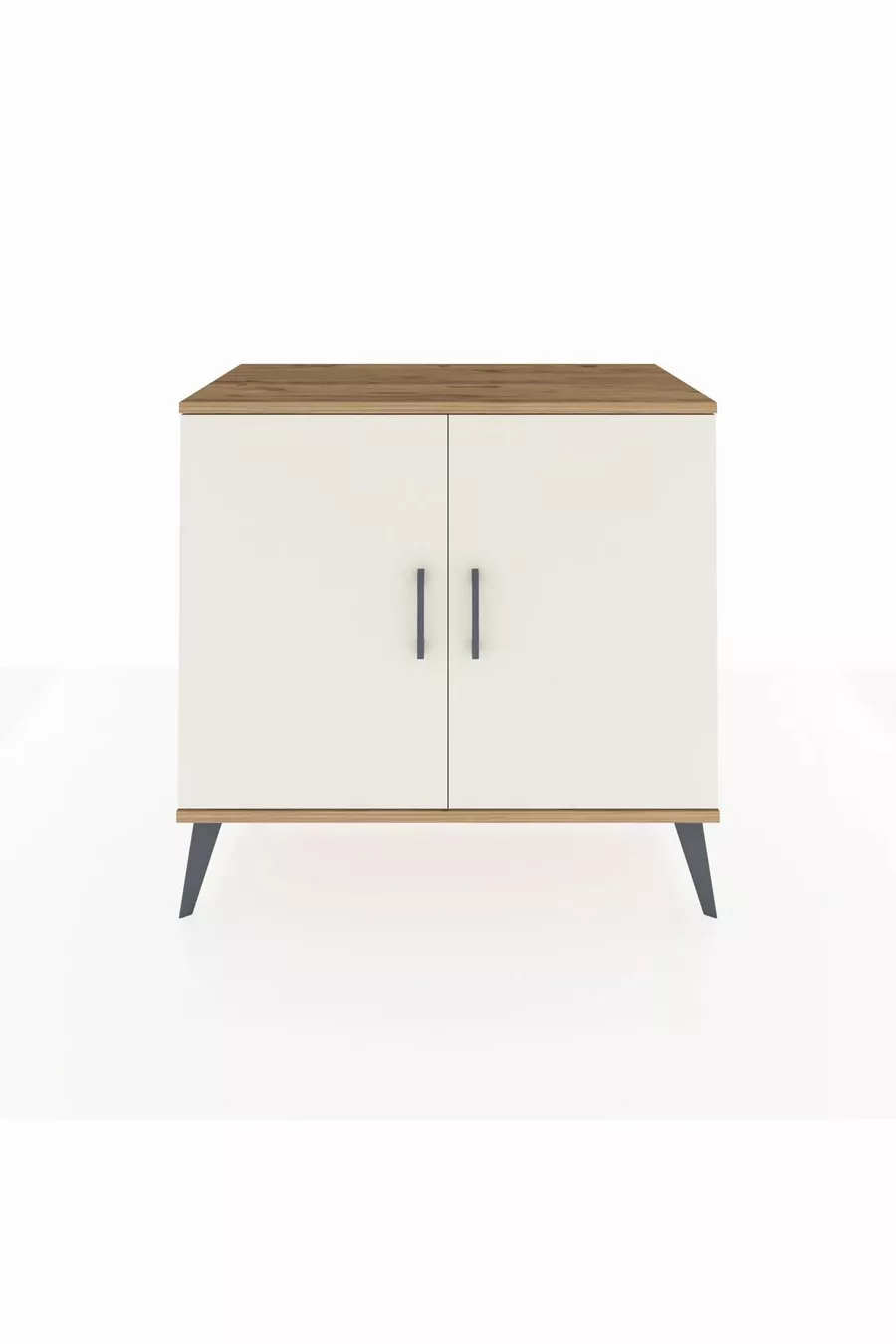 Commode Hyperion 2 étagères 2 portes Pin-Ambre/Pin