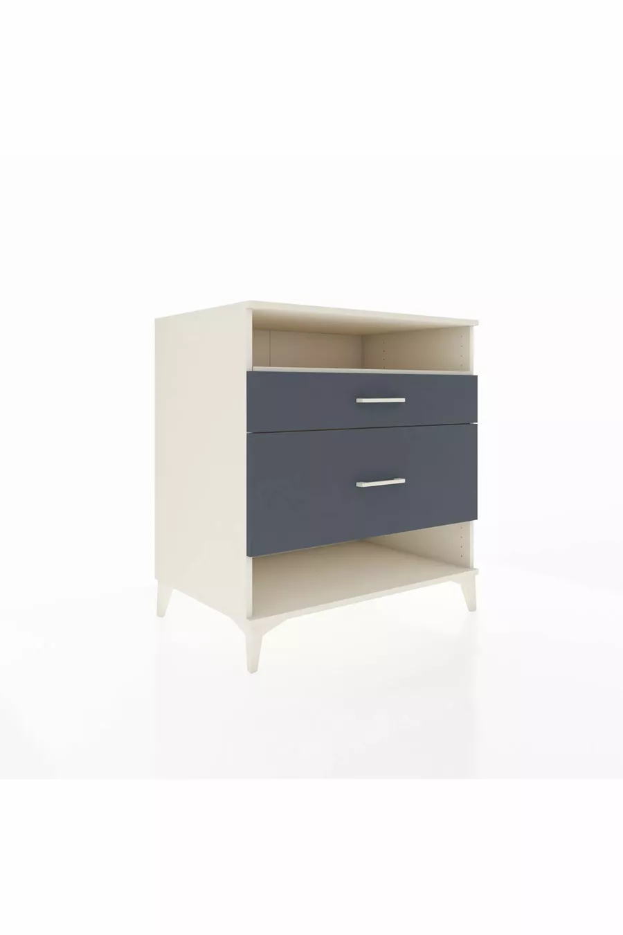 Commode Kronos à une étagère et 2 tiroirs, Pierre de lune-Anthracite