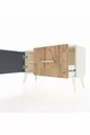 Commode Arges avec une étagère, un tiroir et une porte, coloris Pierre de Lune-Anthracite/Pin