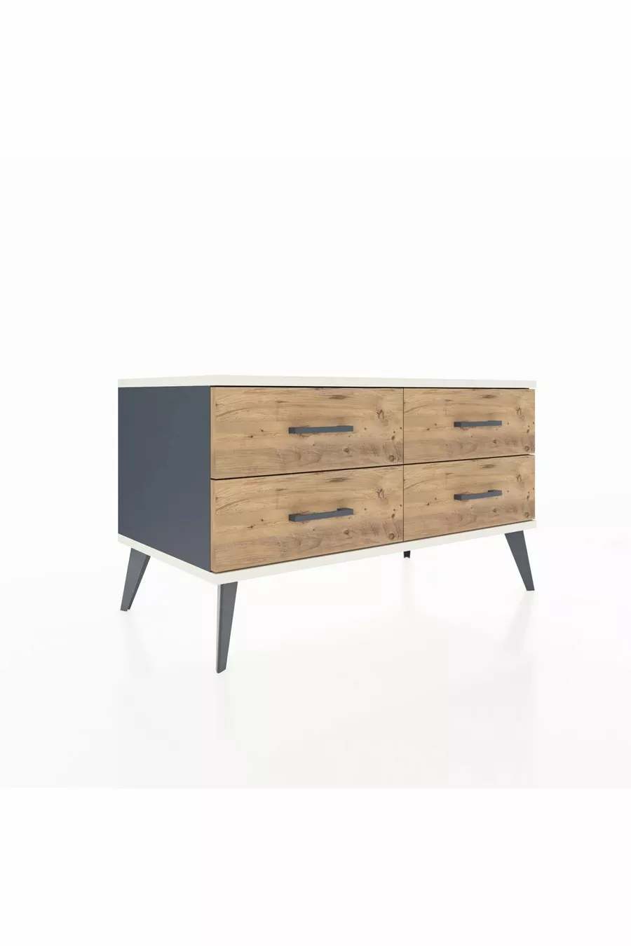 Commode Hyperion 4 étagères Anthracite-Pierre d'ardoise/Sapin
