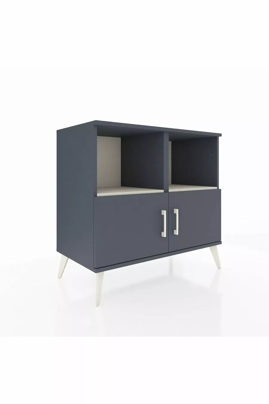 Commode Hyperion 2 étagères 2 portes Anthracite-Anthracite/Gris pierre