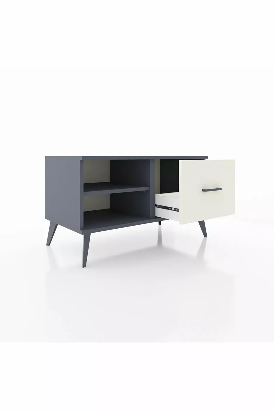 Commode Hyperion à une étagère et un tiroir Anthracite-Anthracite/Pierre de Lune
