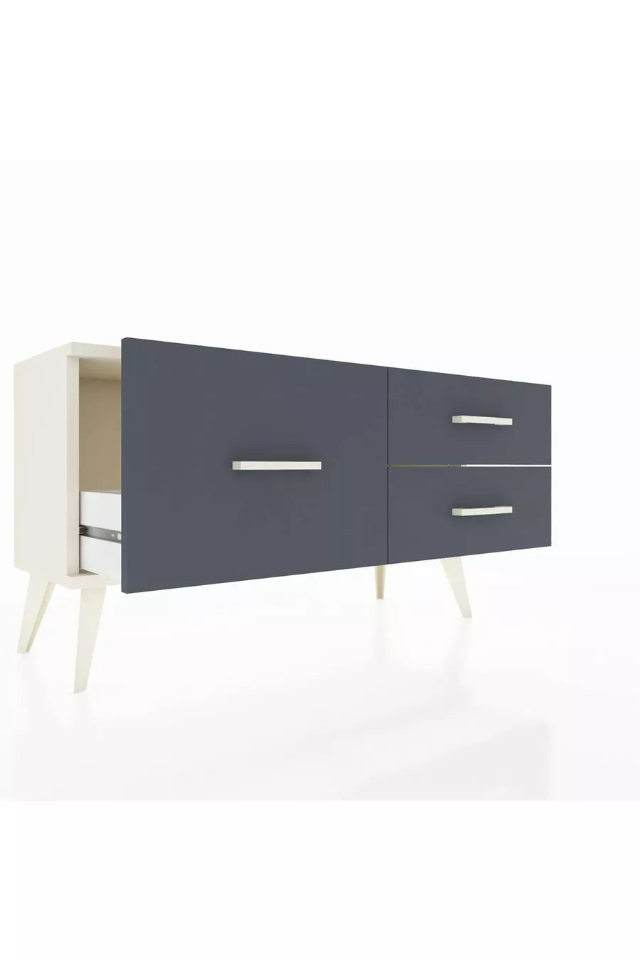 Commode Arges 3 tiroirs Pierre de lune/Pierre de lune/Anthracite