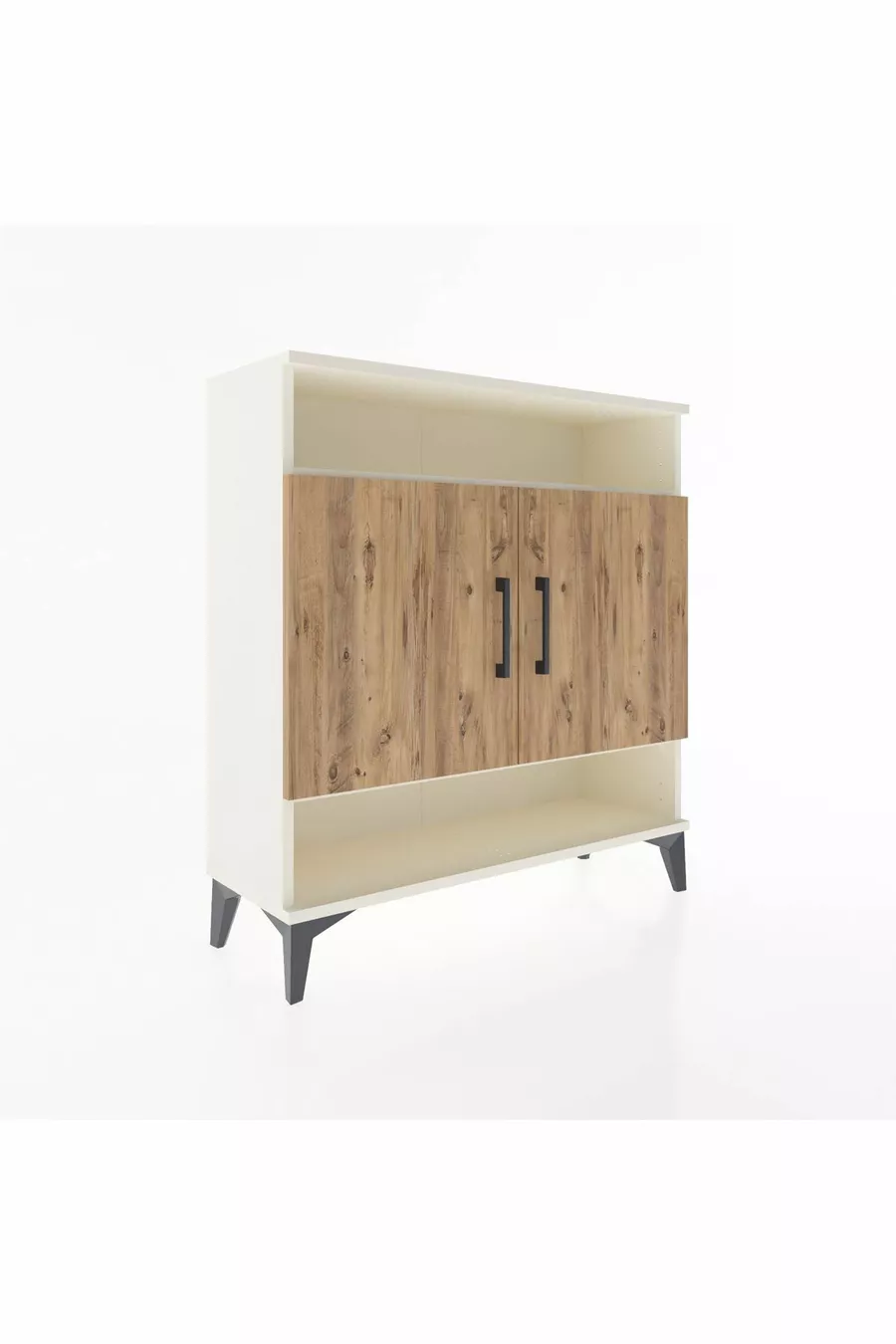 Commode Arges 3 étagères 2 portes Pierre de lune-Pin