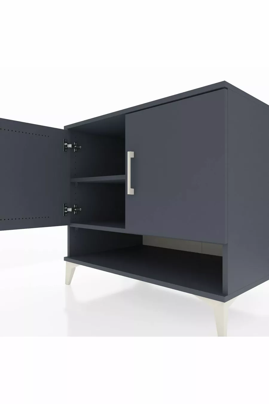 Commode Kronos 2 étagères 2 portes Anthracite-Anthracite