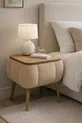 Table de chevet Lina Sandıklı, table de chevet moderne avec pieds en bois recouverts de tissu Teddy