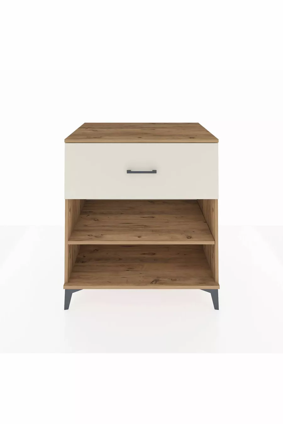 Commode Kronos à une étagère et un tiroir, pin-pierre d'onyx