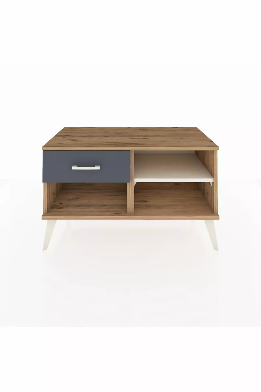 Commode Hyperion à une étagère et un tiroir en pin-pierre d'ambre / Anthracite