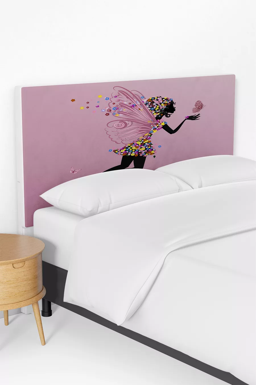 Housse de tête de lit pour chambre de fille avec ailes roses