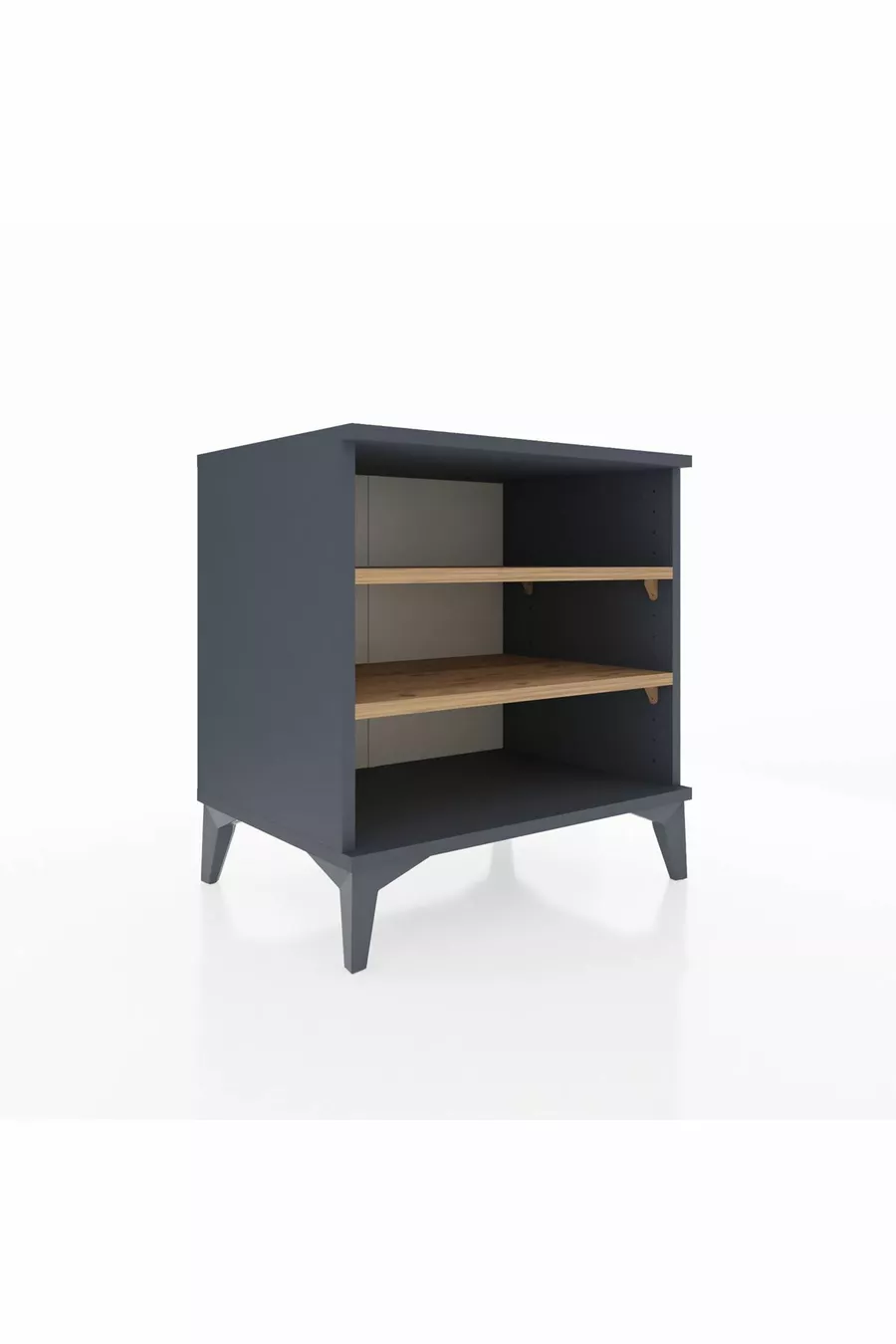 Chevet Hyperion à 2 étagères Anthracite-Bois de pin