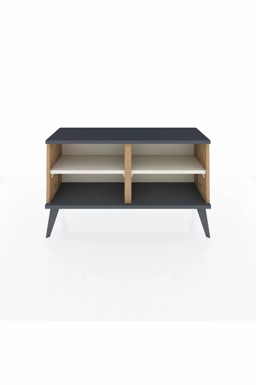 Commode Arges 2 étagères Pin-Anthracite / Pierre de lune
