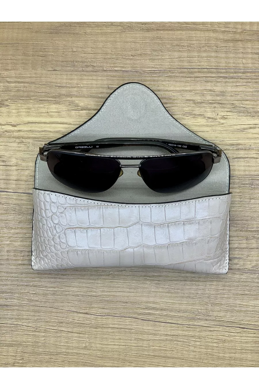 Étui à lunettes en cuir de crocodile pour hommes et femmes