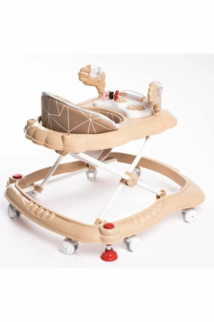 Trotteur pour bébé Spider marron de luxe avec jouets, musique et lumière à 3 niveaux avec siège