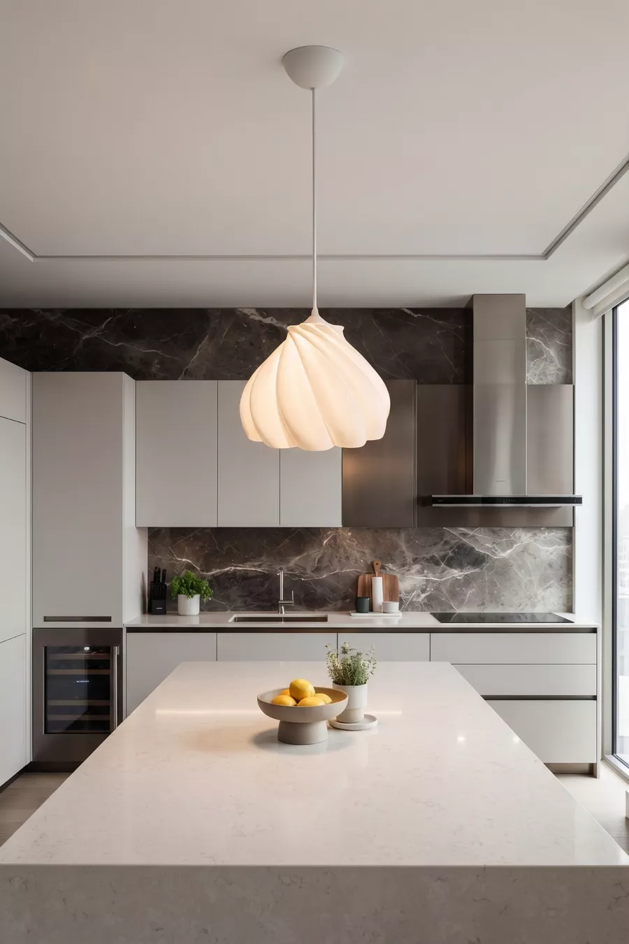 Suspension Simple Blanche Citrouille, Cuisine Style Campagne Moderne, Lustre Salon, Chambre (Bioplastique) 