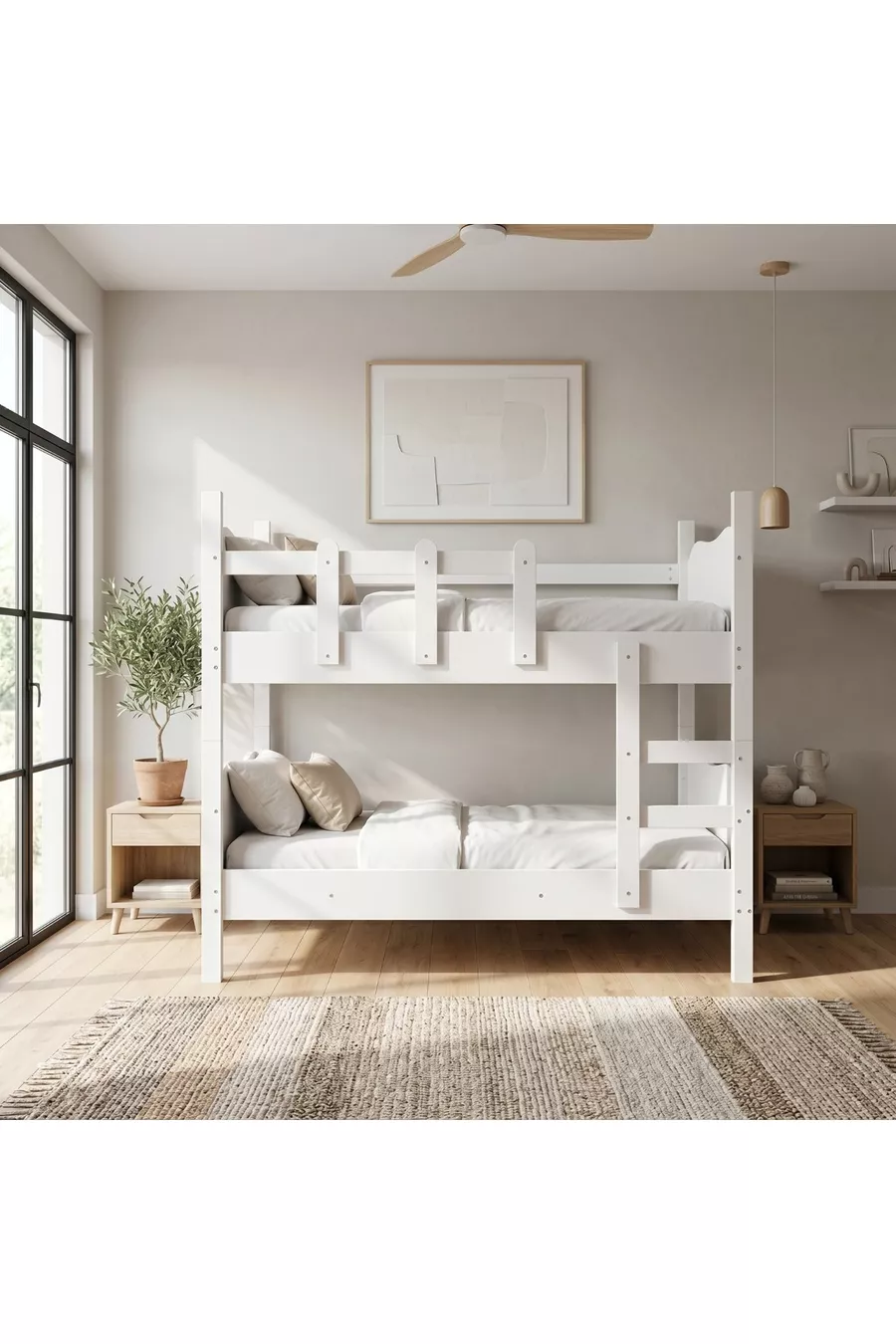 Lit superposé confortable avec échelle détachable cm (% MDF)