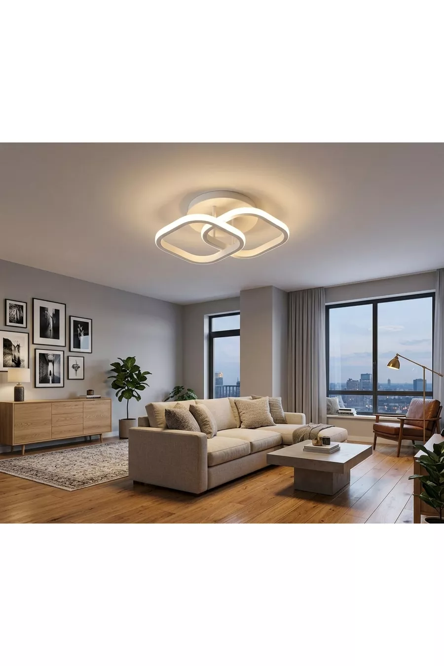 Plafonnier LED moderne à boîtier blanc, carré à 3 couleurs, pour hall, entrée, chambre à coucher et chambre d'enfant