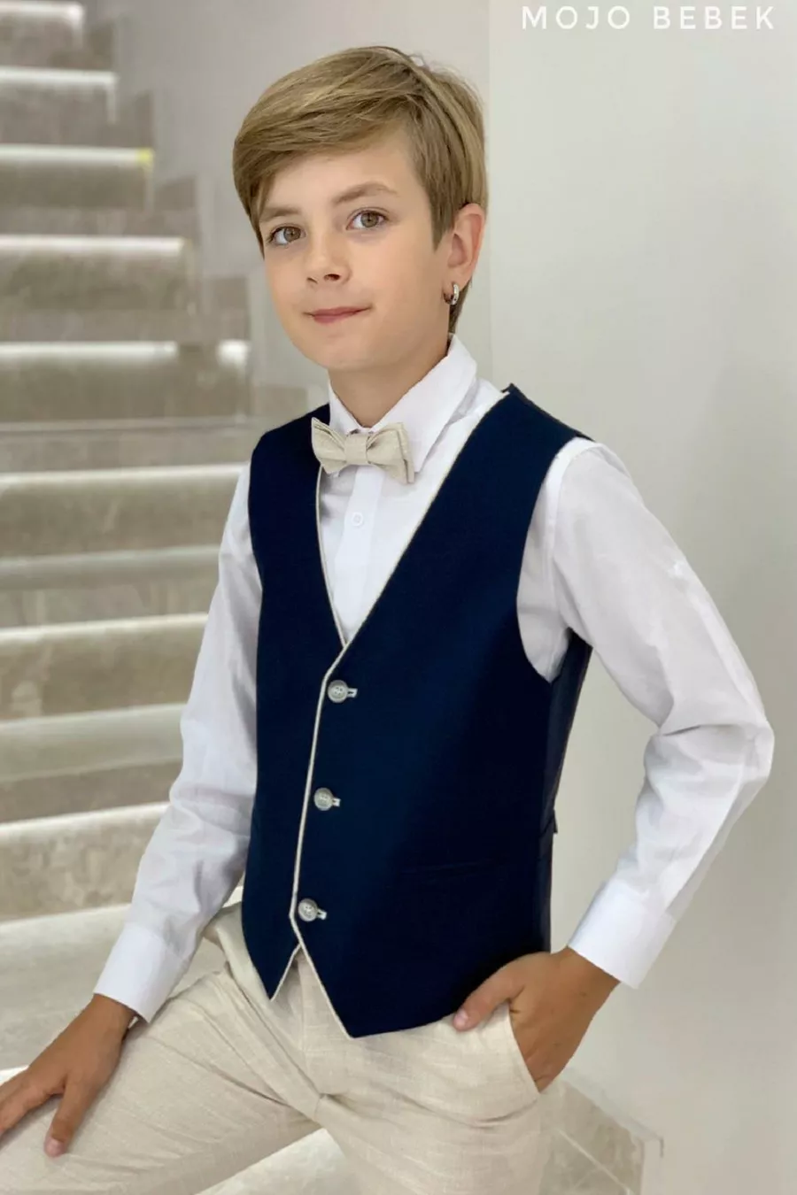Ensemble Costume Garçon  Ans avec Gilet de Sport et Veste  Beige