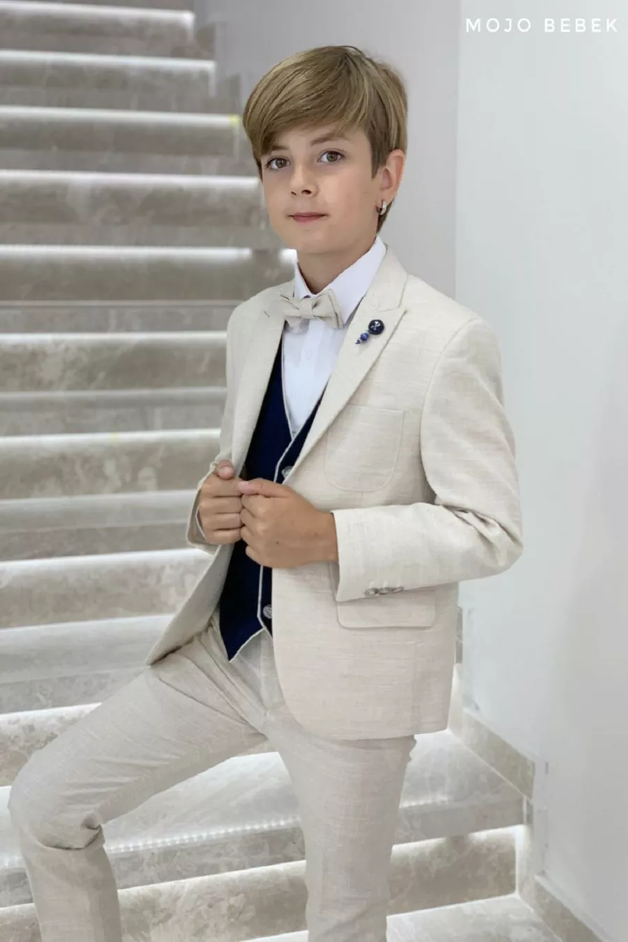 Ensemble Costume Garçon  Ans avec Gilet de Sport et Veste  Beige