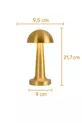 Lampe de table champignon en or rechargeable tactile à 3 couleurs réglables