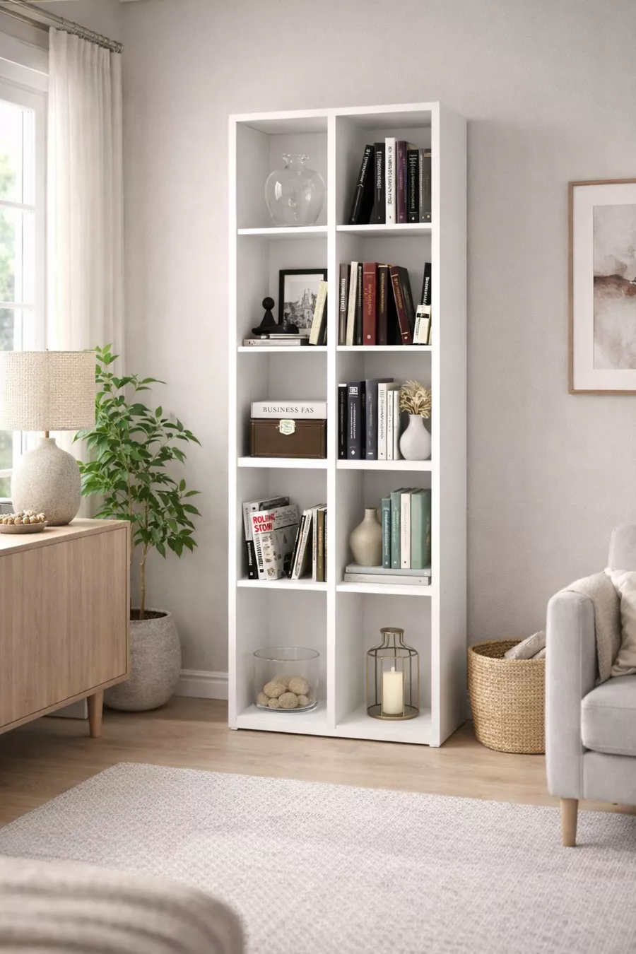 Bibliothèque à  compartiments/étagères, armoire blanche sans porte, armoire organisatrice