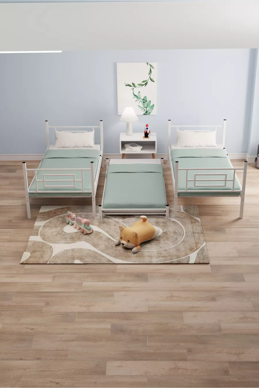 Lit superposé et lit simple en métal pour enfants Defne Yavrulu, , blanc