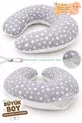 Coussin d'allaitement double face / Coussin de soutien pour bébé, Coussin de grossesse, Tissu en coton, Motif étoiles, Gris