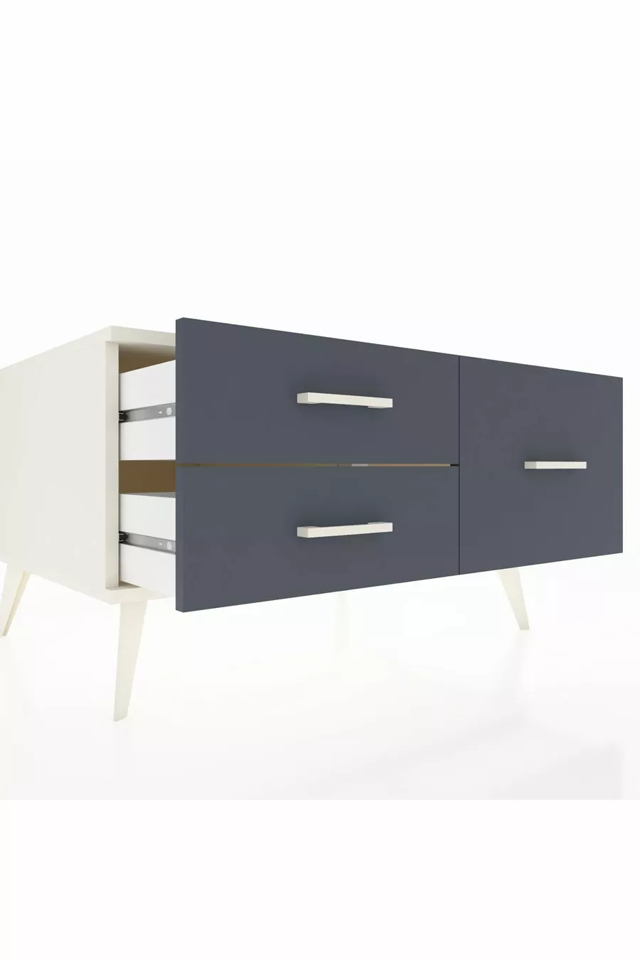 Commode Kronos 3 étagères Pierre de lune / Anthracite