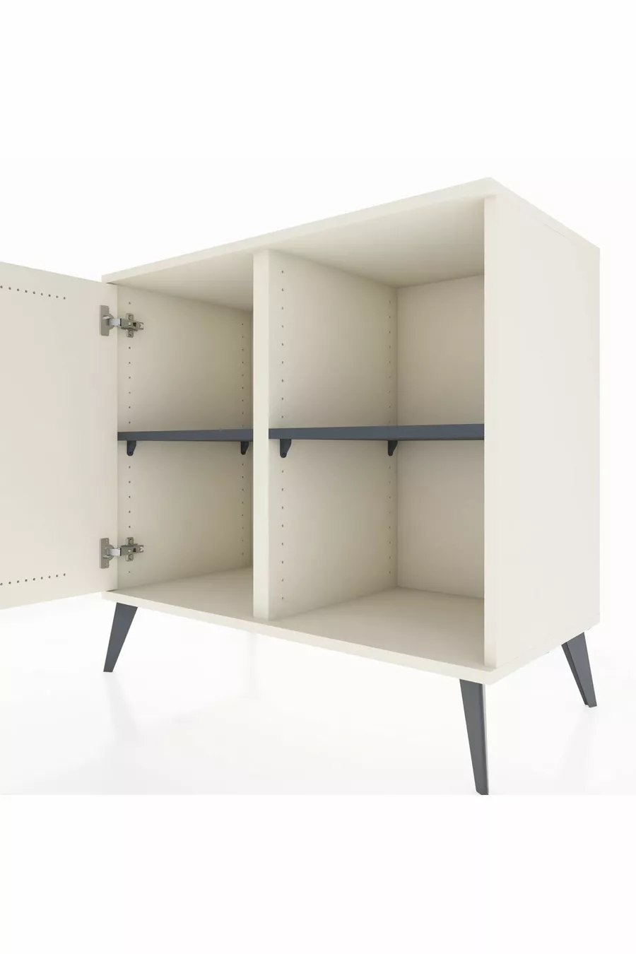 Commode Hyperion à 2 étagères avec une porte en pierre de lune / anthracite